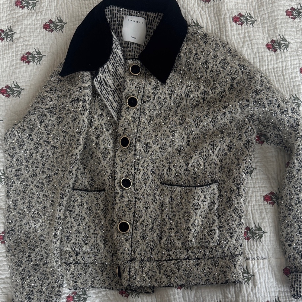 Sandro Metallic Tweed Jacket
